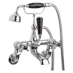 Bayswater Black Wall Bath Shower Mixer, Crosshead & Dome Collar