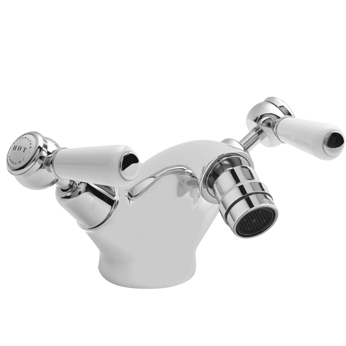 Bayswater White Mono Bidet Mixer With Lever & Dome Collar 3 Bayswater White Mono Bidet Mixer With Lever & Dome Collar