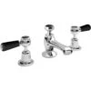 Bayswater Black 3 Hole Basin Mixer With Lever & Dome Collar