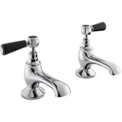 Bayswater Black Bath Taps With Lever & Hex Collar