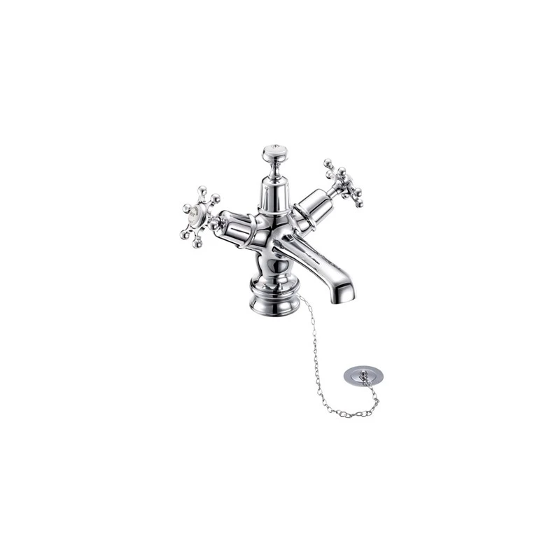 Burlington Birkenhead Regent Basin Mixer, Plug & Chain Waste, Chrome/White 3 Burlington Birkenhead Regent Basin Mixer, Plug & Chain Waste, Chrome/White
