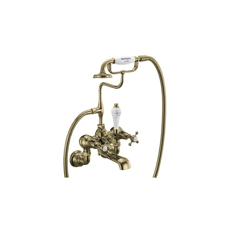 Burlington Claremont Regent Wall Bath Shower Mixer Gold/White 3 Burlington Claremont Regent Wall Bath Shower Mixer Gold/White
