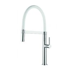 Clearwater Meridian Sink Mixer With Silicon Spout Brushed/White
