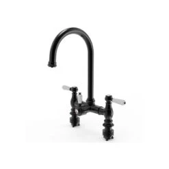 Ellsi 3 In 1 Traditional Bridge Hot Water Kitchen Mixer Matt Black/White