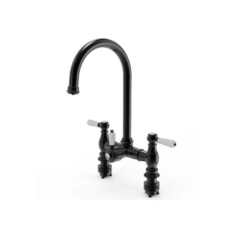 Ellsi 3 In 1 Traditional Bridge Hot Water Kitchen Mixer Matt Black/White 3 Ellsi 3 In 1 Traditional Bridge Hot Water Kitchen Mixer Matt Black/White