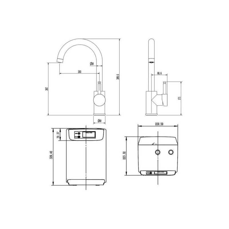 Ellsi 3 In 1 Single Lever Hot Water Kitchen Sink Mixer Brushed Gold 4 Ellsi 3 In 1 Single Lever Hot Water Kitchen Sink Mixer Brushed Gold - Image 2