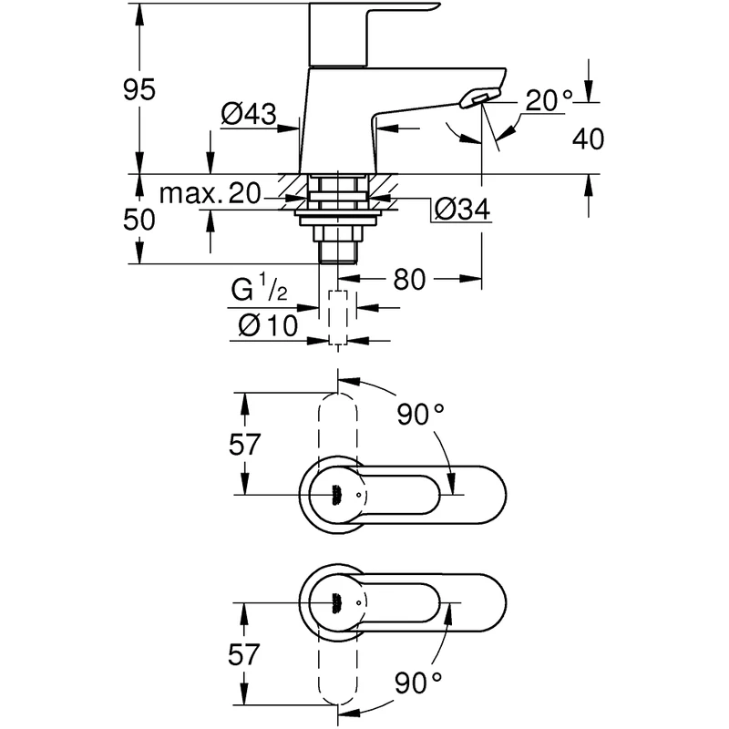 Grohe Bauedge Basin Taps (Pair) 2042100M 4 Grohe Bauedge Basin Taps (Pair) 2042100M - Image 2