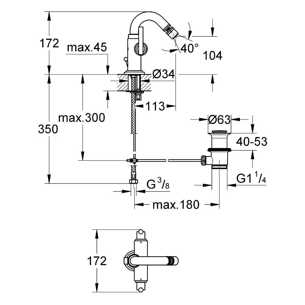 Grohe Atrio Jota Bidet Mixer 1/2″ Medium 24026 4 Grohe Atrio Jota Bidet Mixer 1/2″ Medium 24026 - Image 2