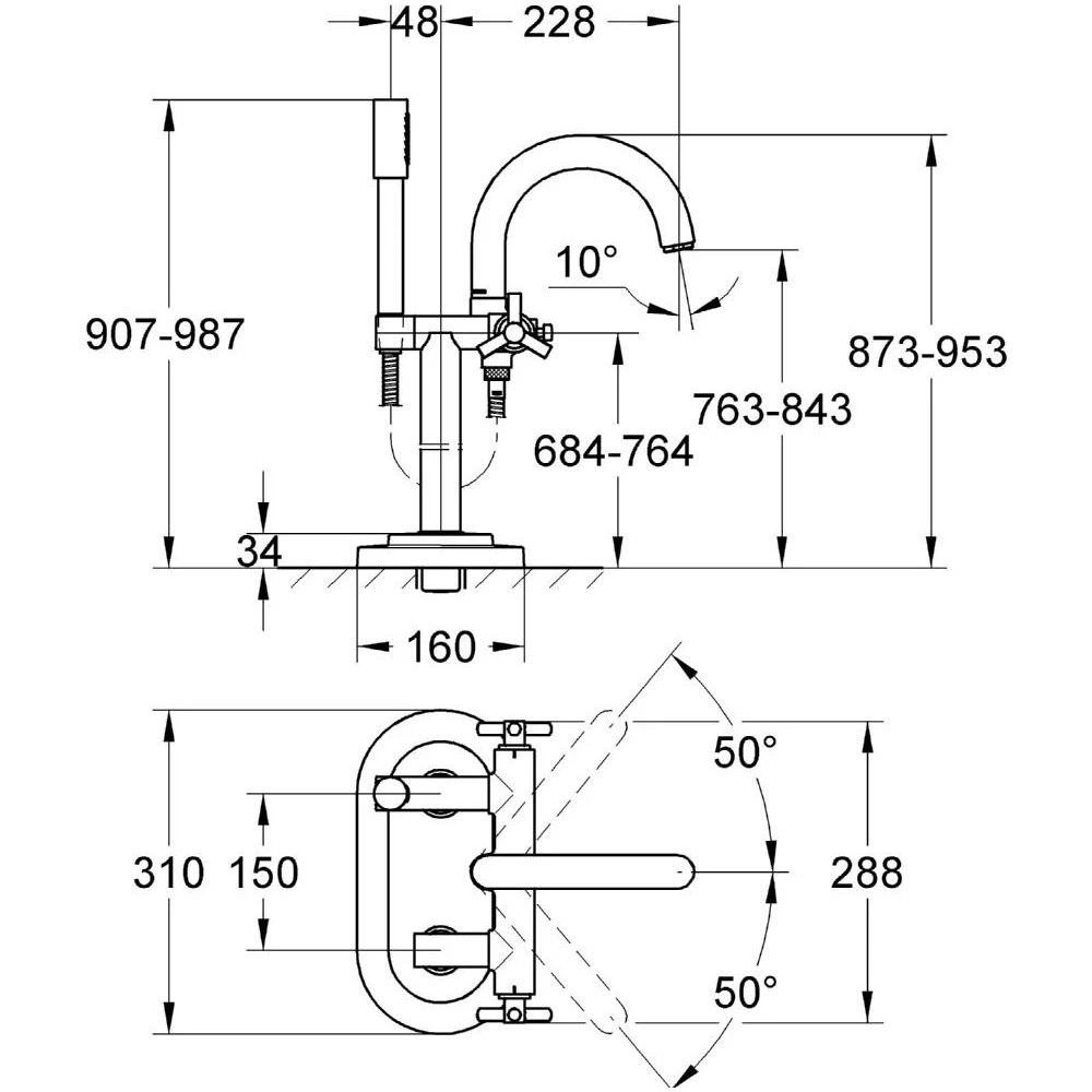 Grohe Atrio Ypsilon Floor Mounted Bath/Shower Mixer 1/2″ 25044 4 Grohe Atrio Ypsilon Floor Mounted Bath/Shower Mixer 1/2″ 25044 - Image 2