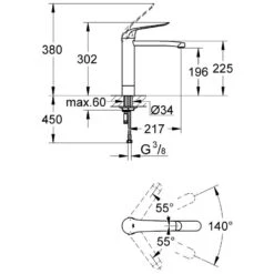 Grohe Euroeco Special High Spout Basin Mixer 1/2″ 30208 5 Grohe Euroeco Special High Spout Basin Mixer 1/2″ 30208 -Deals Bathroom Store grohe 30208000 2