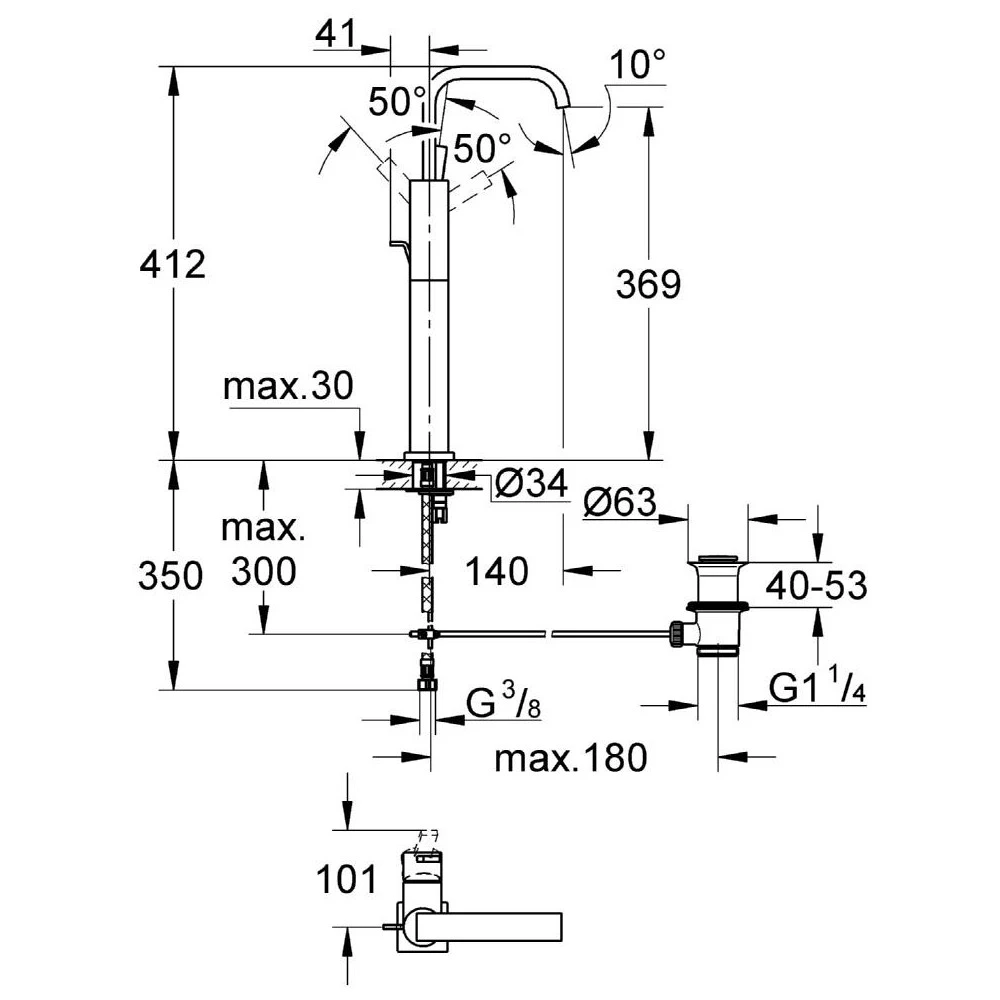 Grohe Allure Mono Basin Mixer 1/2″ X-Large 32249 4 Grohe Allure Mono Basin Mixer 1/2″ X-Large 32249 - Image 2