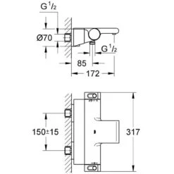 Grohe Grohtherm 2000 Thermostatic Bath/Shower Mixer 34464 -Deals Bathroom Store grohe 34464001 3