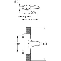 Grohe Grohtherm 1000 Performance Bath/Shower Mixer 34780 -Deals Bathroom Store grohe 34780000 2