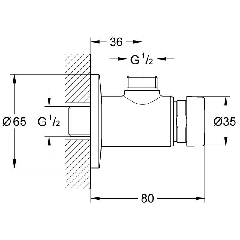 Grohe Euroeco Cosmopolitan T Self-Closing Valve 1/2″ 36267 4 Grohe Euroeco Cosmopolitan T Self-Closing Valve 1/2″ 36267 - Image 2