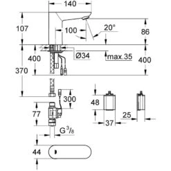 Grohe Euroeco Cosmopolitan E Infra-Red Basin Tap Battery 36271 -Deals Bathroom Store grohe 36271000 2