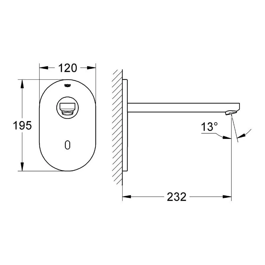 Grohe Eurosmart Cosmopolitan E Infra-Red Wall Tap 36334 Steel 4 Grohe Eurosmart Cosmopolitan E Infra-Red Wall Tap 36334 Steel - Image 2
