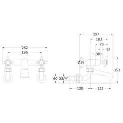 Hudson Reed Topaz Crosshead Dome Wall Bath Filler Tap Chrome/White 5 Hudson Reed Topaz Crosshead Dome Wall Bath Filler Tap Chrome/White -Deals Bathroom Store hudson reed bc303dxwm 2