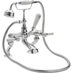 Hudson Reed White Topaz Lever Bath Shower Mixer Dome