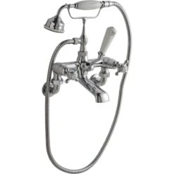 Hudson Reed White Topaz Crosshead Wall Bath Shower Mixer Dome