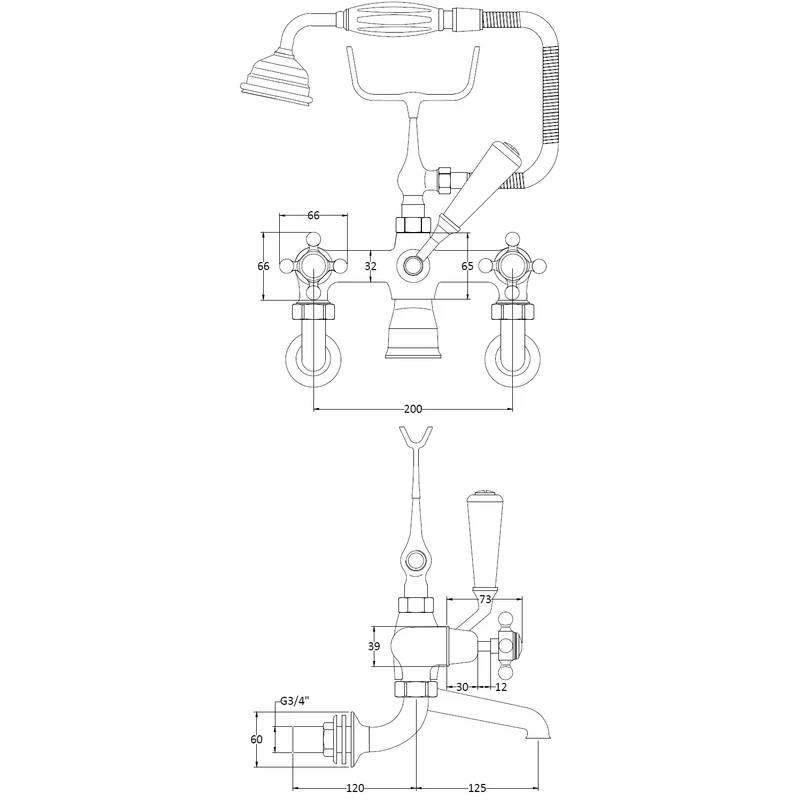 Hudson Reed White Topaz Crosshead Wall Bath Shower Mixer Dome 4 Hudson Reed White Topaz Crosshead Wall Bath Shower Mixer Dome - Image 2