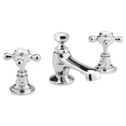 Hudson Reed White Topaz Crosshead 3 Hole Basin Mixer Hex