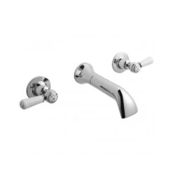 Hudson Reed Topaz Lever Dome Wall Basin Mixer Tap Chrome/White