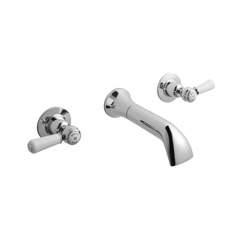 Hudson Reed Topaz Lever Dome Wall Basin Mixer Tap Chrome/White 3 Hudson Reed Topaz Lever Dome Wall Basin Mixer Tap Chrome/White