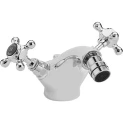 Hudson Reed Black Topaz Crosshead Bidet Tap Hexagonal Collar