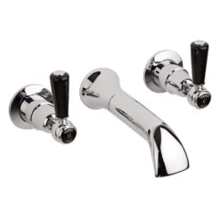 Hudson Reed Black Topaz Lever Wall Bath Filler Dome