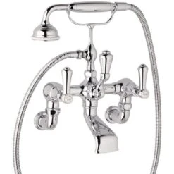 Perrin & Rowe Georgian Lever Wall Bath Shower Mixer Pewter