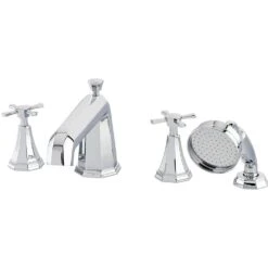 Perrin & Rowe Deco 4 Hole Bath Shower Mixer, Cross