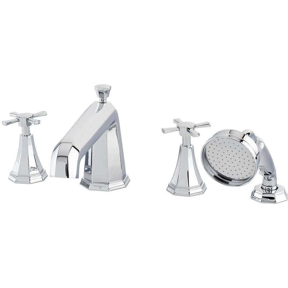 Perrin & Rowe Deco 4 Hole Bath Shower Mixer, Cross 3 Perrin & Rowe Deco 4 Hole Bath Shower Mixer, Cross