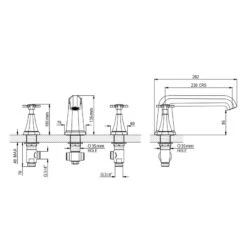 Perrin & Rowe Deco 3 Hole Bath Filler, Cross 5 Perrin & Rowe Deco 3 Hole Bath Filler, Cross -Deals Bathroom Store perrin rowe 3159cp 2
