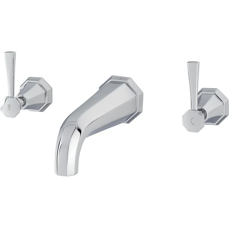 Perrin & Rowe Deco Lever 3 Hole Wall Bath Filler Nickel 3 Perrin & Rowe Deco Lever 3 Hole Wall Bath Filler Nickel