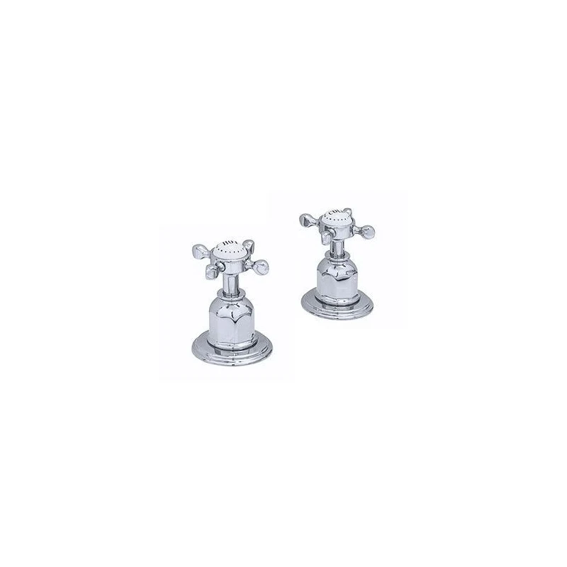 Perrin & Rowe Pair Of 3/4″ Deck Valves Crosshead Handles Chrome 3 Perrin & Rowe Pair Of 3/4″ Deck Valves Crosshead Handles Chrome