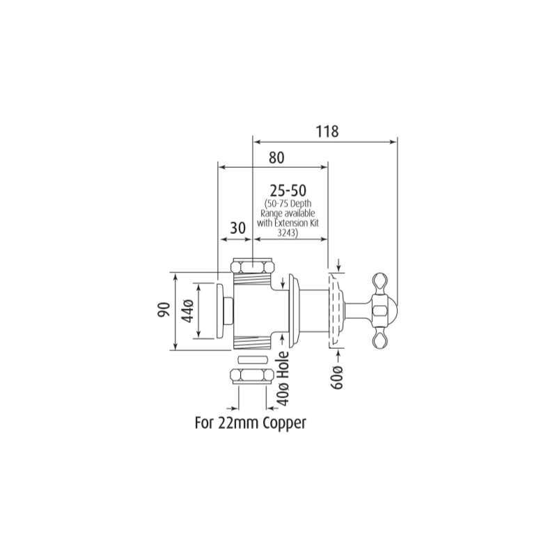 Perrin & Rowe Single 3/4″ Traditional Crosstop Wall Valve Nickel 4 Perrin & Rowe Single 3/4″ Traditional Crosstop Wall Valve Nickel - Image 2
