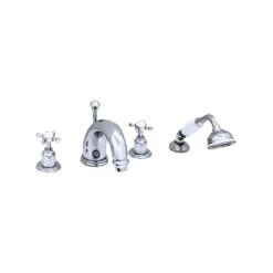 Perrin & Rowe 7″ 4 Hole Bath Set With Crosshead Handles Gold