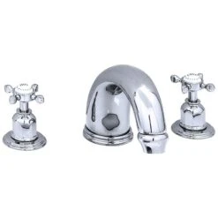 Perrin & Rowe 7″ 3 Hole Bath Set With Crosshead Handles Pewter