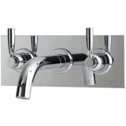 Perrin & Rowe Contemporary Lever Wall Bath Set On Back Plate Pewter