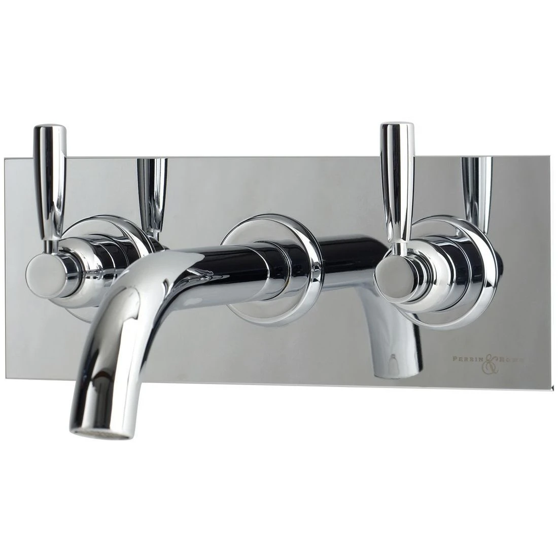 Perrin & Rowe Contemporary Lever Wall Bath Set On Back Plate Pewter 3 Perrin & Rowe Contemporary Lever Wall Bath Set On Back Plate Pewter
