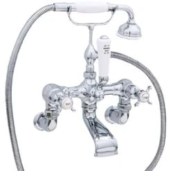 Perrin & Rowe Traditional Crosstop Wall Bath Shower Mixer Nickel