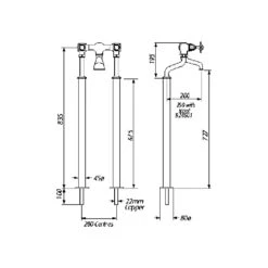 Perrin & Rowe Traditional Crosstop Floor Bath Filler Chrome 7 Perrin & Rowe Traditional Crosstop Floor Bath Filler Chrome -Deals Bathroom Store perrin rowe 3526cp 3