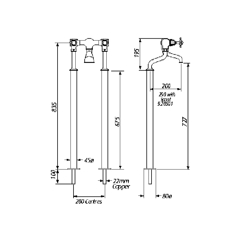 Perrin & Rowe Traditional Crosstop Floor Bath Filler Chrome 5 Perrin & Rowe Traditional Crosstop Floor Bath Filler Chrome - Image 3
