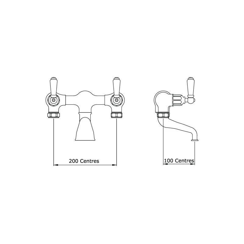 Perrin & Rowe Traditional Bath Filler Without Unions, Lever 4 Perrin & Rowe Traditional Bath Filler Without Unions, Lever - Image 2
