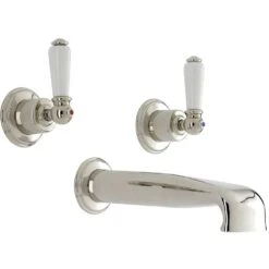 Perrin & Rowe 3 Hole Lever Wall Bath Set With Low Spout Chrome