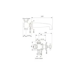 Perrin & Rowe 3 Hole Crosshead Wall Bath Set Low Spout Pewter -Deals Bathroom Store perrin rowe 3581pf 2