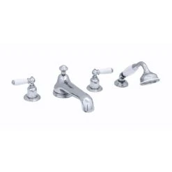 Perrin & Rowe 4 Hole Bath Set Low Spout Lever Handles Gold