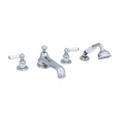 Perrin & Rowe 4 Hole Bath Set Low Spout Lever Handles Nickel