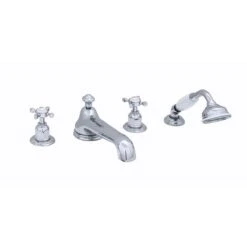 Perrin & Rowe 4 Hole Bath Set Low Spout Crosshead Handles Nickel