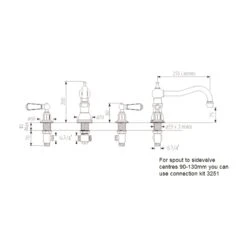 Perrin & Rowe 3 Hole Lever Bath Mixer Country Spout Pewter -Deals Bathroom Store perrin rowe 3755pf 2